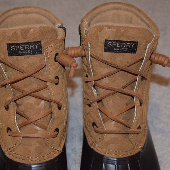 Sperry Cheetah Print Waterproof Duck Boots - Picture 2 of 10